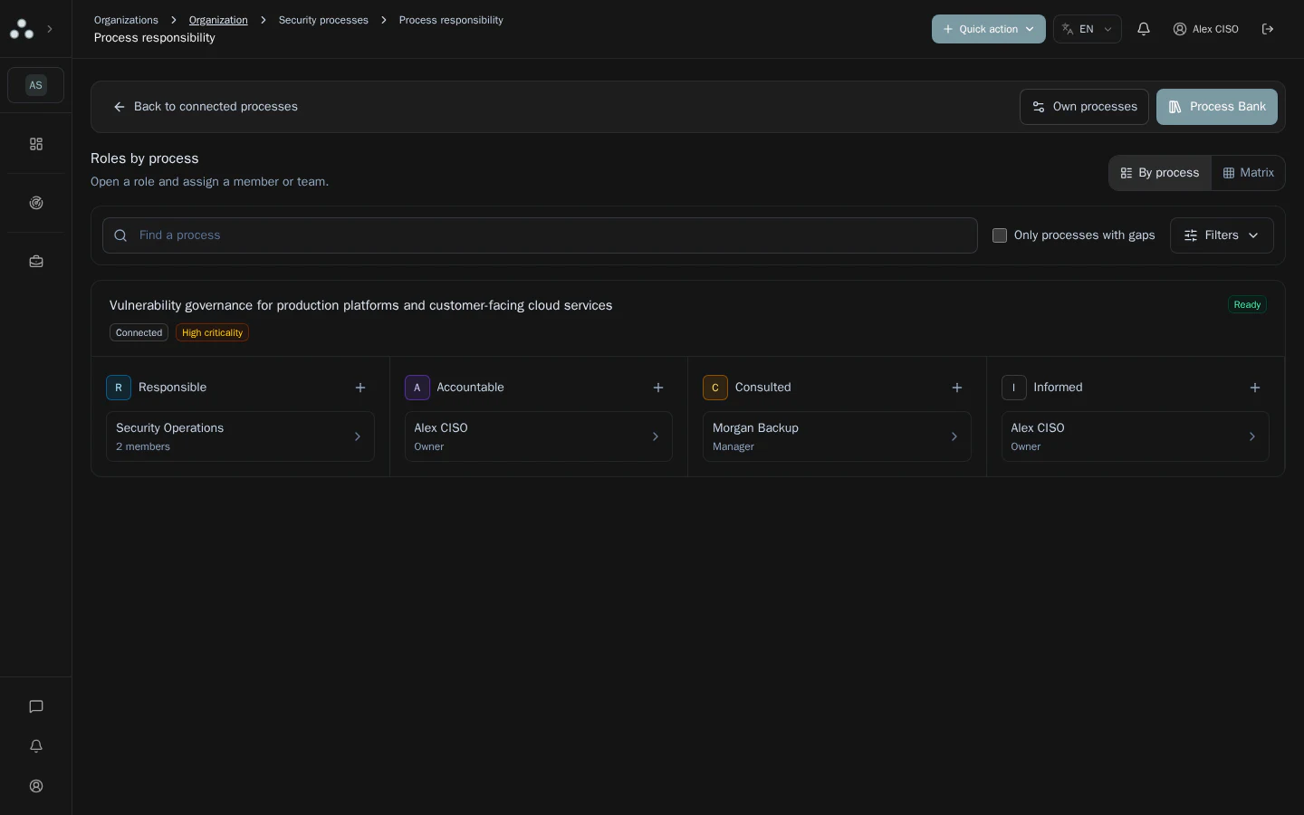 Triadix interface: Teams and responsibility